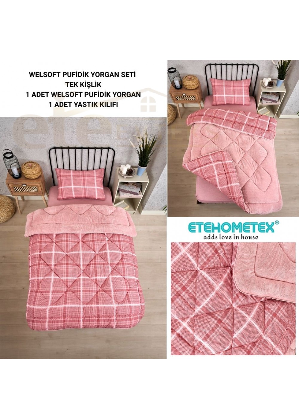 ETE HOMETEX TEK KİŞİLİK LÜX WELSOFT YORGAN SAFİR PUDRA 155X215CM 8696474231934 ETE HOMETEX TEK KİŞİLİK LÜX WELSOFT YORGAN SAFİR PUDRA 155X215CM 8696474231934